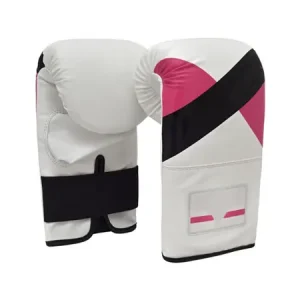 Boxing Bag Gloves White Pink